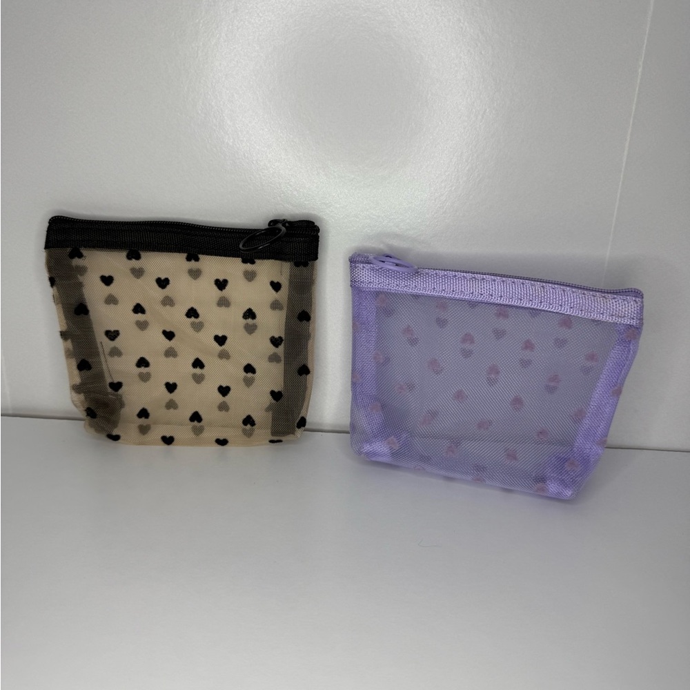 Set of 2 Heart Patterned Pouches